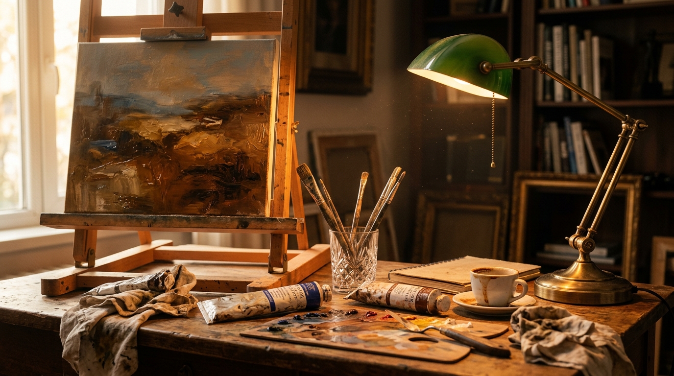 Artist studio with warm light